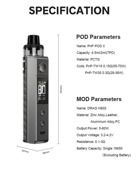 Drag H80S Kit Completo 80W - Voopoo